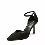 DREAM PAIRS Damen High Heels Stiletto Knöchelriemen Spitze Zehenpartie D'Orsay Absatz Kleid Brautschuhe Party Pumps,Size 39,Schwarz,SDPU2215W