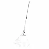 VEVOR Laubrechen, 15 Zinken, Gartenrechen für Rasen mit 570 mm breitem Kopf & 81–160 cm Verstellbarer Stange, Fächerbesen zum Entfernen Kleiner Blätter für Gartenarbeit, Camping, Hof, Gras