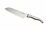 Le Creuset Santoku Messer, 18 cm 18/8 Damaststahlklinge mit glattem Schliff, Edelstahlgriff, Rostfrei, Silber, 98000218000100