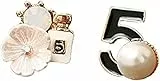 Retro Fashion Design Style 5 Ohrringe mit Kamelie farbigen Ohrstecker, asymmetrisches Design Stil Perlenohrringe, Frauen Perlenschmuck.