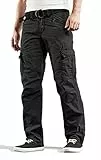 Timezone BenitoTZ Herren Cargohose Benito mit Stoffgürtel (W34/L32, Black)
