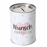 ReWu Spardose Sparschwein Schriftzug Wunscherfüller - Deckel abnehmbar - Wiederverwendbar Metall Sparbüchse Geldgeschenk Geschenkidee Geldspardose Metallspardose 14 x 10 cm