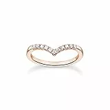 THOMAS SABO Ring V-Form mit weißen Steinen roségold 925 Sterlingsilber, 750 Roségold Vergoldung