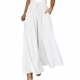 Modaworld Hosenrock Damen Lang Elegant Mit Weites Bein, Palazzo Hose Culotte Sommer Hohe Taille Mit Taschen Haremshose Sommerhose Bequem Leicht Und Luftig Für Freizeit, Strand Und Alltag