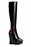 LAMODA Damen Love Potion Knee High Boot, Black Pu Red Heart, 40 EU