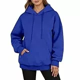 Denken Hoodie Lässiger Kapuzenpullover für Herren, langärmelig, bequem, warm, mit Fleece gefüttert, für den Winter, mit Kordelzugtasche für den täglichen Gebrauch Hoodie Für Damen (BU1, L)