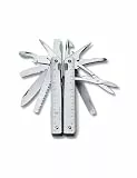 Victorinox Multifunktionstool, Swiss Tool X mit Leder-Etui, Taschen Werkzeug, Multitool mit Kombi-Spitzzange, Feststellklinge
