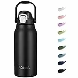 Autsel Edelstahl Trinkflasche mit Strohhalm 1.7L Flasche Große Trinkflasche aus Metall Outdoor Flasche BPA-freikanne für Camping Fitness