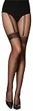 Merry Style Damen Strumpfhose mit Muster Strapsstrümpfe Optik 20 DEN GI1107 (Schwarz-1107, L)