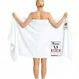 Komfortec Badetuch 100x200 cm aus 100% Baumwolle, XXL Saunatuch, Großes Duschtuch, Weich & Saugstark, Weiß