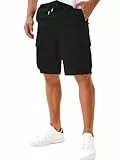Yageshark Kurze Hosen Herren Baumwolle Cargo Shorts Sommer Chino Freizeithose, 6 Taschen, elastischer Bund mit Kordelzug, atmungsaktive Baumwolle, Regular Fit Knielang, für Alltag, Reisen & Wandern