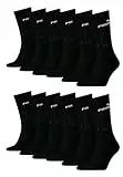 PUMA Unisex Crew Tennissocken Sportsocken Socken für Damen Herren 12 Paar, Farbe:200 - black, Socken & Strümpfe:43-46
