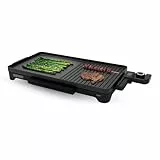 BLACK+DECKER BXGB2200E – Tischgrill & Plancha 2200W | Grillfläche 49x27 cm | Fettauffangschale | Antihaftbeschichtung | Temperaturregler | Leicht zu reinigen | Rutschfeste Füße