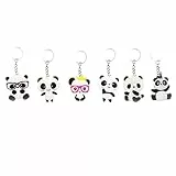 NUOBESTY Panda Schlüsselanhänger Aus Pvc Cartoon Schlüsselanhänger Für Kinder Kreativer Panda Anhänger Als Geschenk Und Taschen Accessoire 6 Stück