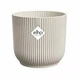 elho Vibes Fold Rund 14 Pflanzentopf - Blumentopf für Innen - 100% recyceltes Plastik - Ø 14.1 x H 12.9 cm - Linen White