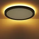 zemty 36W Deckenlampe LED Deckenleuchte Flach Schwarz mit 8W Nachtlicht, 5200LM 2700K/ 3000K/ 4000K/ 5000K/ 6500K Wählbar Rund Schlafzimmer Lampe, Ø48x2.6 cm Led Panel für Wohnzimmer Küche Esszimmer