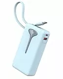 Hosgubo Powerbank 10000mAh 22,5W Schnellladung Mini Powerbank, Klein und Leistungsstark, Tragbare Handybatterie mit USB-C Kabel, Klares LED-Display, Kompatibel mit iOS,Samsung,iPad