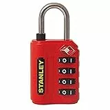 STANLEY TravelMax TSA Zahlenschloss 30mm rot 4-stellig S742-058, Schloss, Bügelschloss