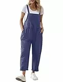 YESNO Damen Latzhose Sommer Oversize Trägerhose Beiläufig Loose Bib Pants Overall Baggy Jumpsuit Strampler Sommerhose mit Träger PV9DE