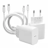 ZNBTCY 2er-Pack 25W USB C Ladegerät mit iPhone Ladekabel 1.8M. Schnellladegerät, Stecker Charger Power Adapter,USB C netzteil mit Lightning Kabel für iPhone 14/13/12 Pro/SE/11/XS/XR/8P/SE/iPad-weiß