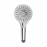 WENKO Duschkopf Ultimate Shower, Handbrause mit 3 Funktionen, spritzwasserarm und leise in der Funktion, aus Kunststoff mit ½“ Universalanschluss, für Durchlauferhitzer geeignet, Ø 13 cm, Chrom/Weiß