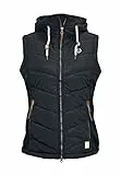 MADSea Damen Steppweste | Übergangsweste | Wind- und Wasserabweisend | Stretch-Einsätze | Verstellbare Kapuze | Taillierter Schnitt | Kinnschutz | Übergrößen Verfügbar, Schwarz, 36