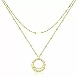 Jenosy Kette: Schicke Damen Kette mit Kreis Anhänger - 18K Vergoldet, Hypoallergene, Zarte Halskette - Modeschmuck für Frauen und Mädchen