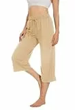 Fourindo Jogginghose Damen Sporthose Damen 3/4 Weites Bein Yogahose mit Taschen Leicht Bequeme Freizeithose Stoffhose High Waist Jogginghose für Sport Yoga Alltag