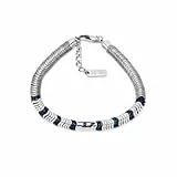 Diesel Herren D Logo Silberfarbenes Edelstahl Armband, DX1574931