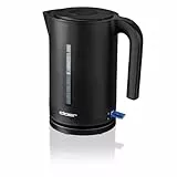 Cloer 4110 Wasserkocher, 2200 W, große Wasserstandsanzeige, Kalkfilter, Trockengeh- und Überhitzungsschutz, 1,7 Liter, schwarz