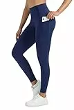 Enjoyoga Sport Leggings Damen mit Tasche - High Waist Sporthose Damen Gym Leggings Laufhose für Sport Gym Yoga - 05 (2XL-3XL, Tiefmeer Blau)