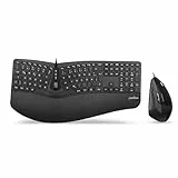 Perixx Periduo-505, Ergonomische Tastatur und Vertikale Maus Desktop Set, Geteiltes Tastenfeld, 4-Wege-Scrollrad, Anpassbare Handballenauflage, Flache Tasten, USB-Kabelgebunden, DE QWERTZ