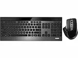 Rapoo 9900M kabelloses Tastatur-Maus Set Wireless Deskset 3200 DPI Sensor wiederaufladbarer Akku flaches Aluminium Design DE-Layout QWERTZ PC & Mac - schwarz