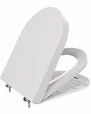 ANYCEE Toilettendeckel mit Absenkautomatik 46x36.5 CM, WC Sitz aus Duroplast, Klodeckel mit Antibakterielle, Toilettensitz D-Form, WC Deckel mit Quick-Release,Toilettenbrille universal, Klobrille Weiß