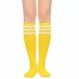 Durio Kniestrümpfe Damen Gestreifte Lange Socken Mädchen, 38-42 Stiefelsocken Elastische Atmungsaktive Ringelsocken für Halloween Karneval Fasching Alltag, Weiß Schwarz Rot Grün Gelb