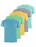ALPIDEX Herren T-Shirts 5er Set Rundhals 100% Baumwolle Einfarbig Shirts Basic Shirt Kurzarm S M L XL XXL 3XL 4XL 5XL, Größe:L, Farbe:Meadow