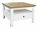 trendteam smart living - Universal - Couchtisch - Artisan Eiche/Weiß - quadratischer Sofatisch im Landhausstil - (BxHxT) 70 x 46 x 70 cm - Kaffeetisch mit Vollauszug Schublade - Kratzfest