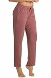 icyzone Damen Jogginghose Sweathose Lang Sporthose Freizeithose geradem Bein Hose mit Tunnelzug (L, Rauchiges Rosa)