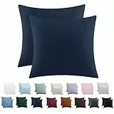Tifschlaf Kissenbezug 80x80 2er Set - Kopfkissenbezug 80 x 80 Dunkelblau mit Reißverschluss aus Mikrofaser Weich, 80x80cm Blau Pillow Case