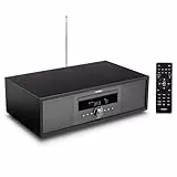 MEDION DAB Radio mit Bluetooth und CD Player (Stereoanlage Kompaktanlage, UKW Radio Musikanlage, USB MP3, Wecker Sleep Einschlafautomatik, P64145) Anthrazit