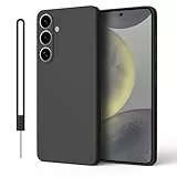 ORDA für Samsung Galaxy S24 FE Hülle Silikon Case, Kameraschutz und Bildschirmschutz Schutzhülle，Matte Ultra Dünn Soft mit Lanyard Handyhülle für Samsung S24 FE Schwarz