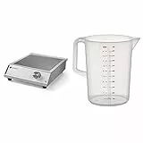 HENDI Induktionskocher, Modell 3500 M, Kochfeld, 230V, 3500W, Silber, 327x425x(H)100mm, Edelstahl & APS Messbecher 5 Liter, Ø 20,5 x H: 27,5 cm, Kunststoffbecher mit geprägter Maßskalierung außen