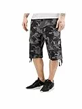 Southpole Herren Ripstop Belted Cargo Shorts Cargos, Grau Schwarz, 46