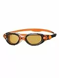 Zoggs Original Predator Flex Schwimmbrille Erwachsene, Herren & Damen, Freiwasser, Antibeschlag, Bequemer Sitz, Einfach Verstellbare Zugbänder, Polarisierte Ultra Linse Orange, Orange/Schwarz/Klar