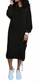 YUTILA Damen Sweatkleid Lange Kapuzenpullover Oversize Fleece Hoodie