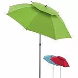 Doppler Sonnenschirm 200cm in grün I für Strand sowie Balkon & Terrasse I Schirm höhenverstellbar I Mit UV-Schutz & knickbar I Für Strand & Freibad I Strandschirm