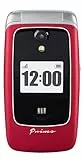 Doro Primo 418 by GSM Großtasten Mobiltelefon mit froßem Farbdisplay, Fallsensor, Taschenlampe, FM-Radio, Kalender, inkl. Tischladestation, rot, 360029