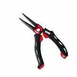 Rapala Unisex-Adult Angelzange RCD Mag Spring Split Ring Pliers-Angelzubehör mit Edelstahlbacken-mit Ergonomischen Softgrip-Griffen-Inklusive Schutzhülle Zange, Schwarz/Rot, Einzigartig