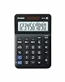 Casio Tischrechner MS-10F, 10-stellig, Steuerberechnung, Währungsumrechnung, Vorzeichenwechsel, Solar/Batteriebetrieb