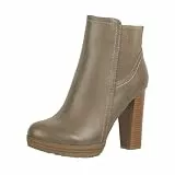 Elara Damen Stiefelette Ankle Boots Chunkyrayan EL500 Khaki Grün-39